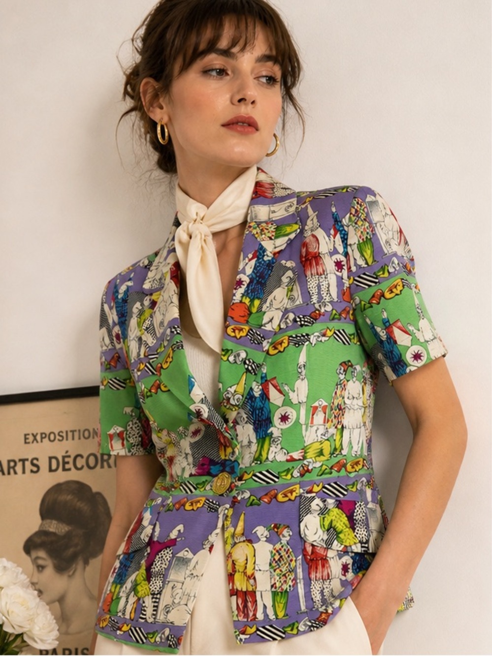 Marina Sitbon Kamosho Paris Harlequin Circus Print Jacket Avant Garde Whimsygoth